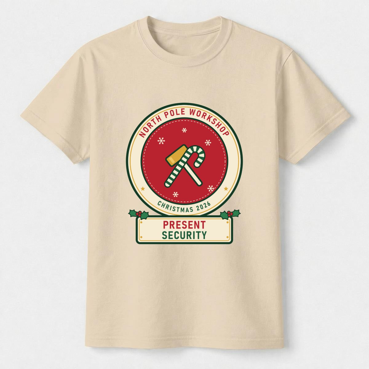 Present Security kids Christmas shirt for Big Brother, flat, Sand