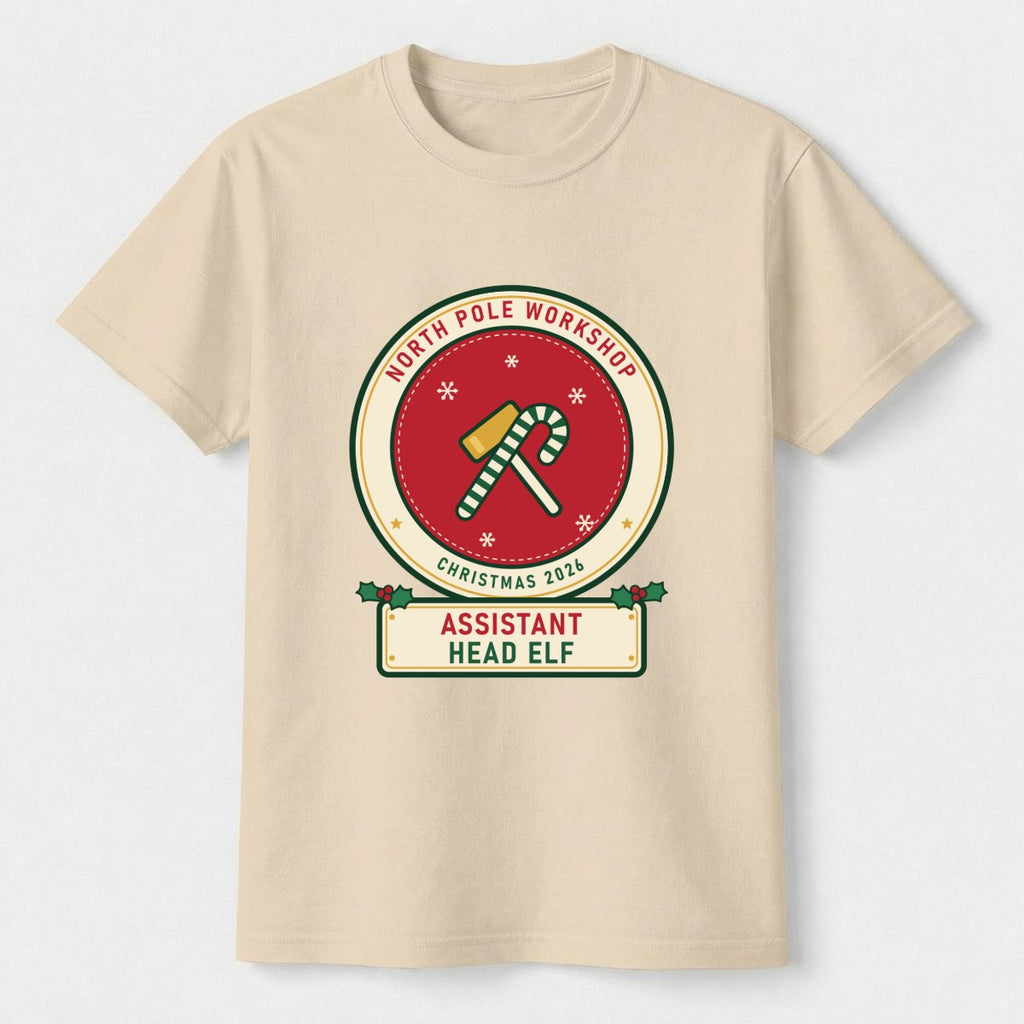 Assistant Head Elf kids Christmas shirt for Big Sister, flat, Sand