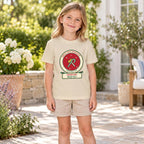 Assistant Head Elf kids Christmas shirt for Big Sister, worn, Sand