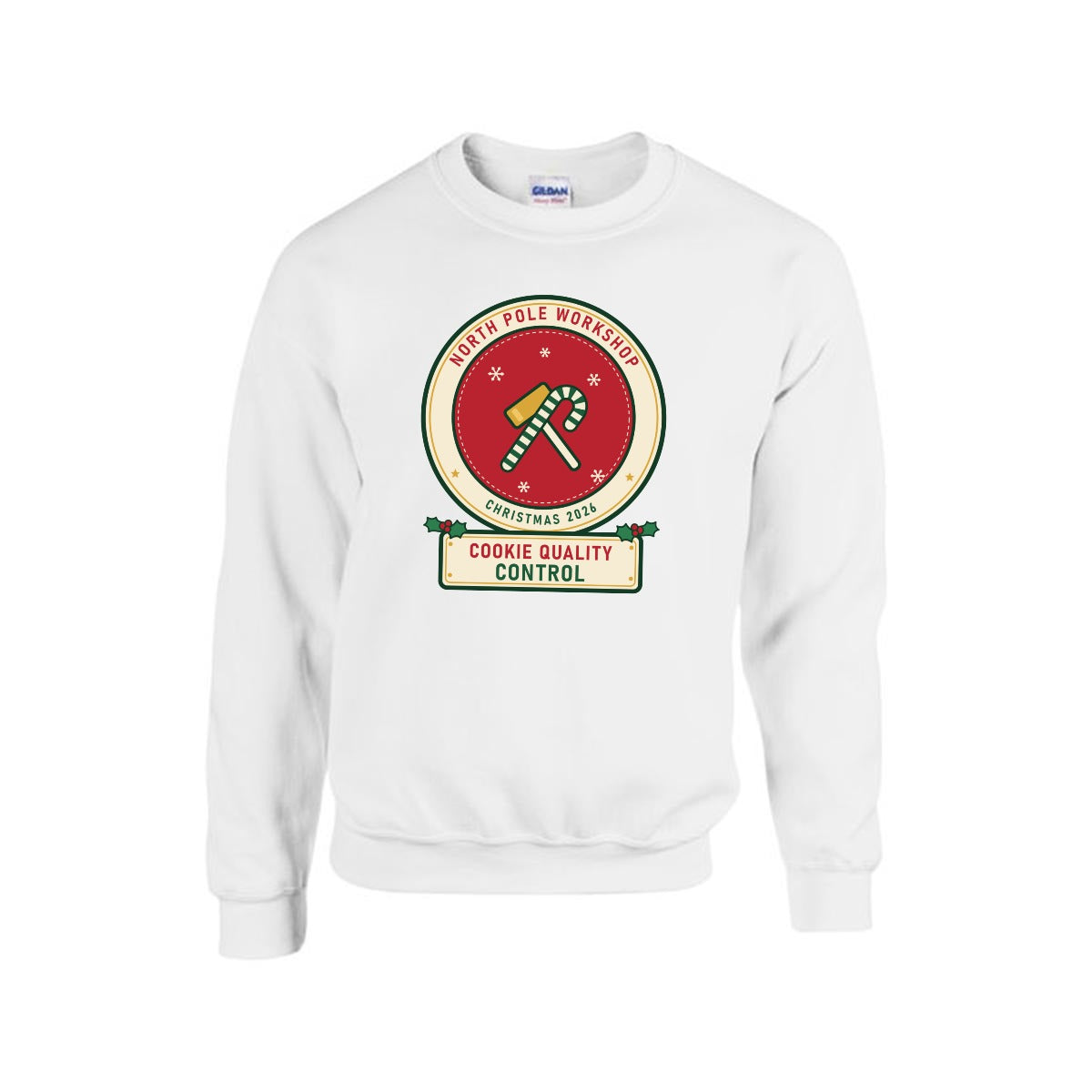 Cookie Quality Control Christmas sweatshirt for Mom, front, White