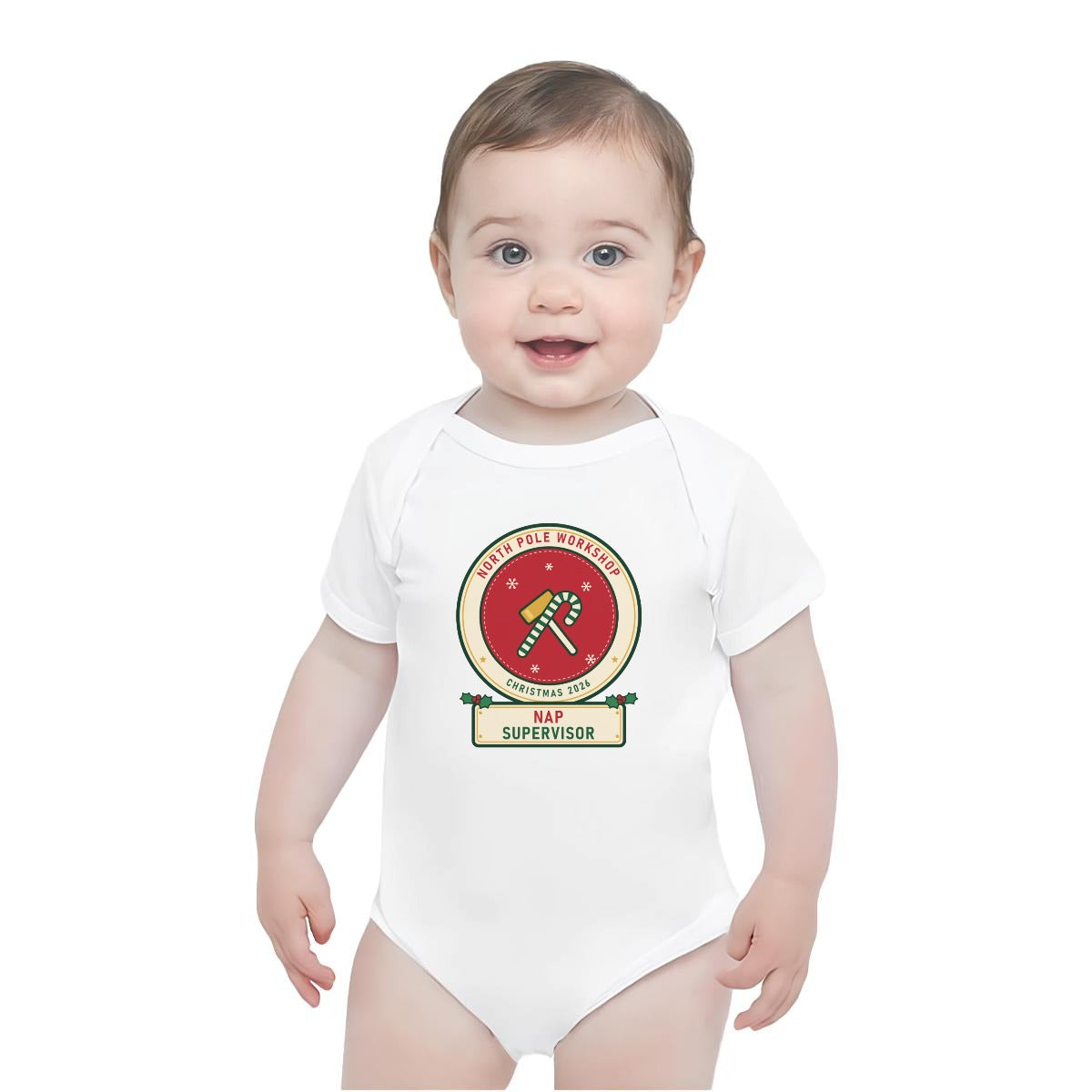 Nap Supervisor Baby Christmas Bodysuit | North Pole Workshop Family Set
