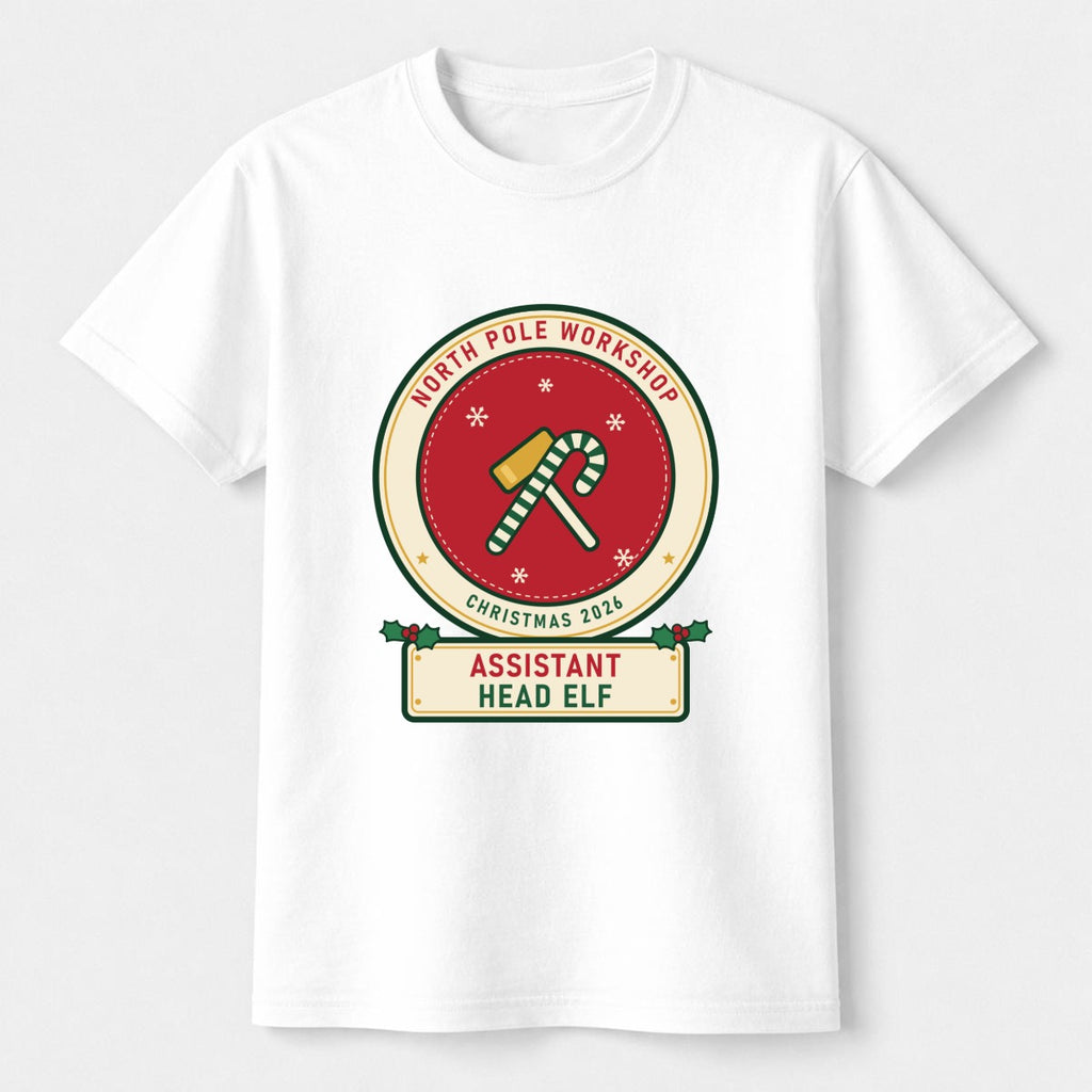 Assistant Head Elf kids Christmas shirt for Big Sister, flat, White