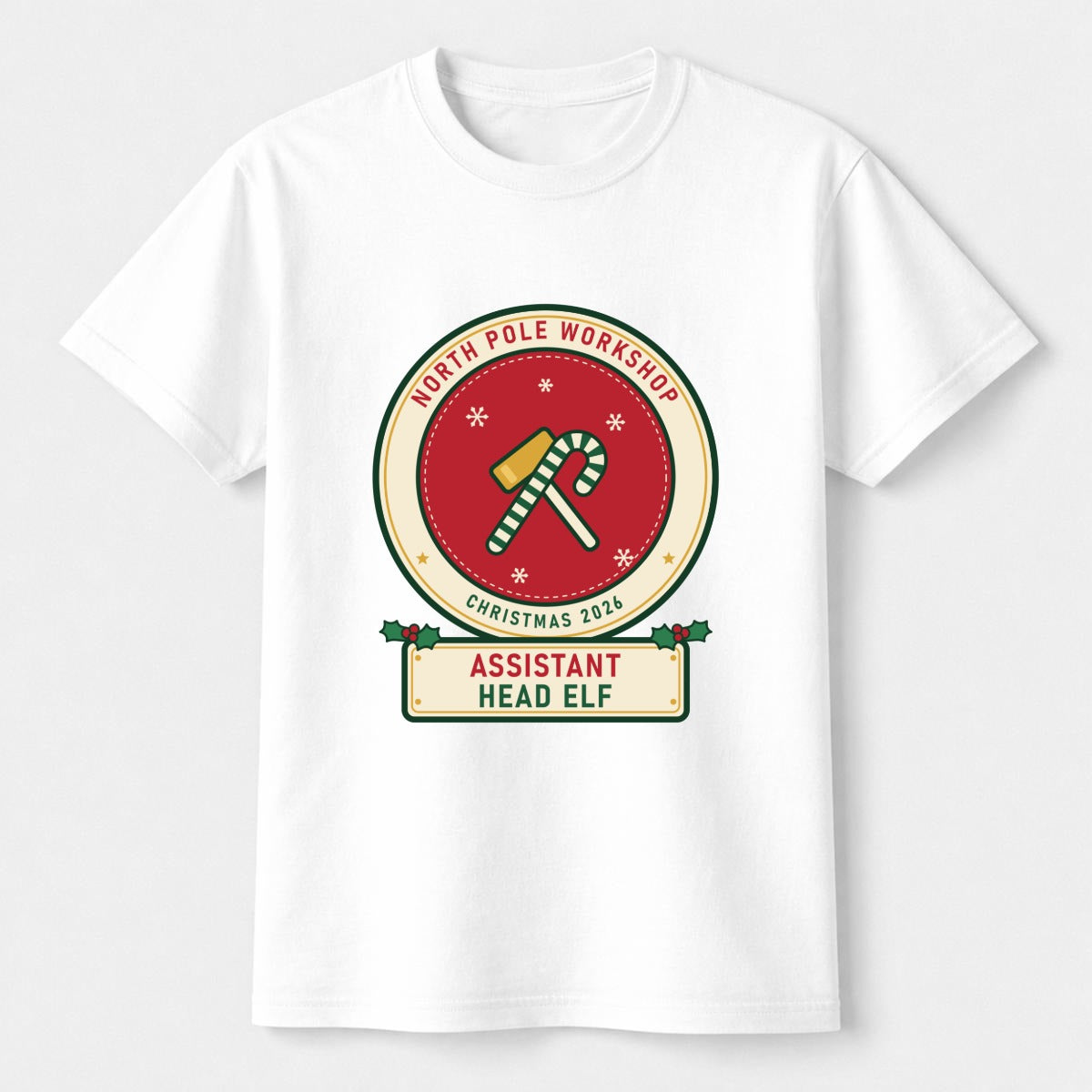 Assistant Head Elf kids Christmas shirt for Big Sister, flat, White