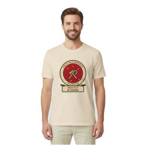 Head Elf in Charge Christmas Shirt for Dad | North Pole Workshop Family Set