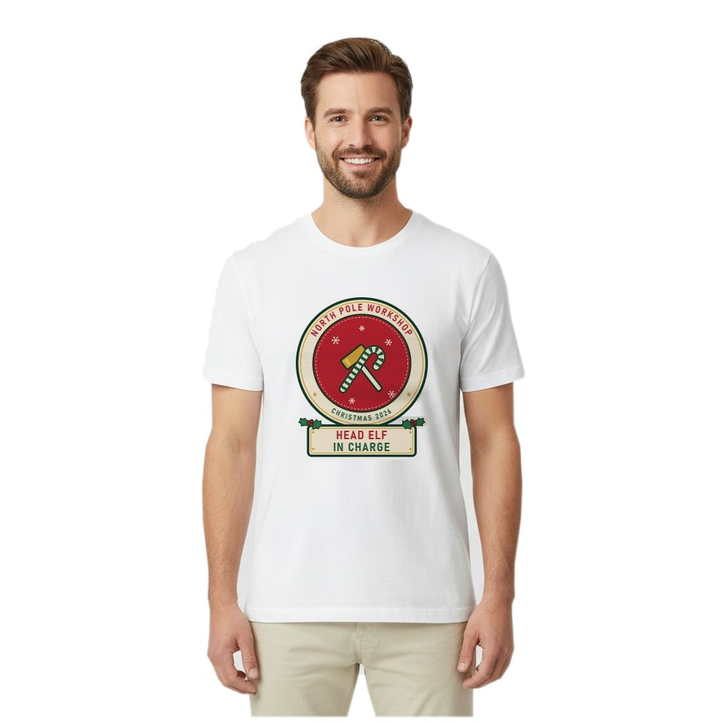Head Elf in Charge Christmas Shirt for Dad | North Pole Workshop Family Set